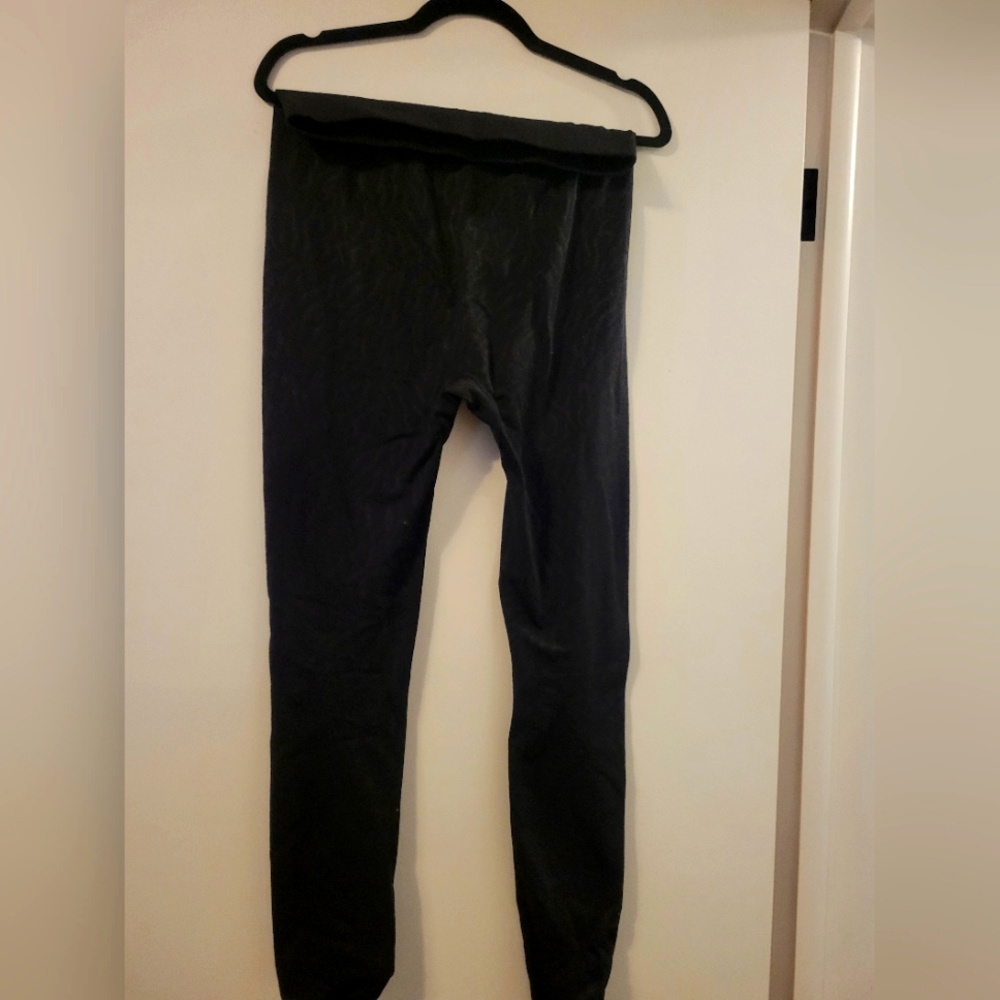 Black Animal Print Fleece Leggings Lg